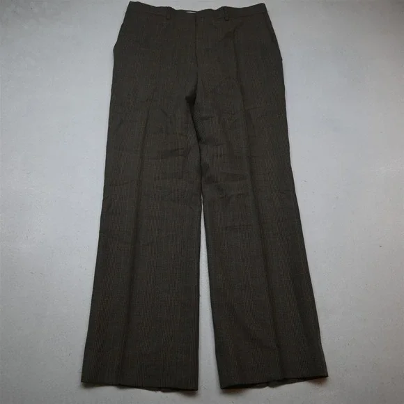 Vtg USA Made 42R 32x30 Brown Glenn Check Wool Mens Jacket Pants Suit